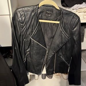 Zara black faux leather jacket size L